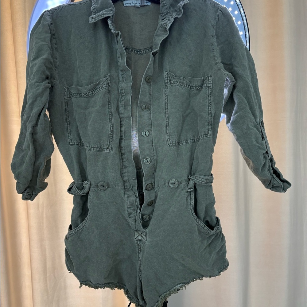 Young Fabulous & Broke Green Utility Jumpsuit